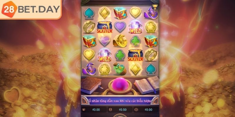 Vàng Giả Kim 28bet - Game Slot Giả Kim Thuật Đầy Ma Lực 3 Theo dõi Wild xuất hiện trong Vàng Giả Kim 28bet